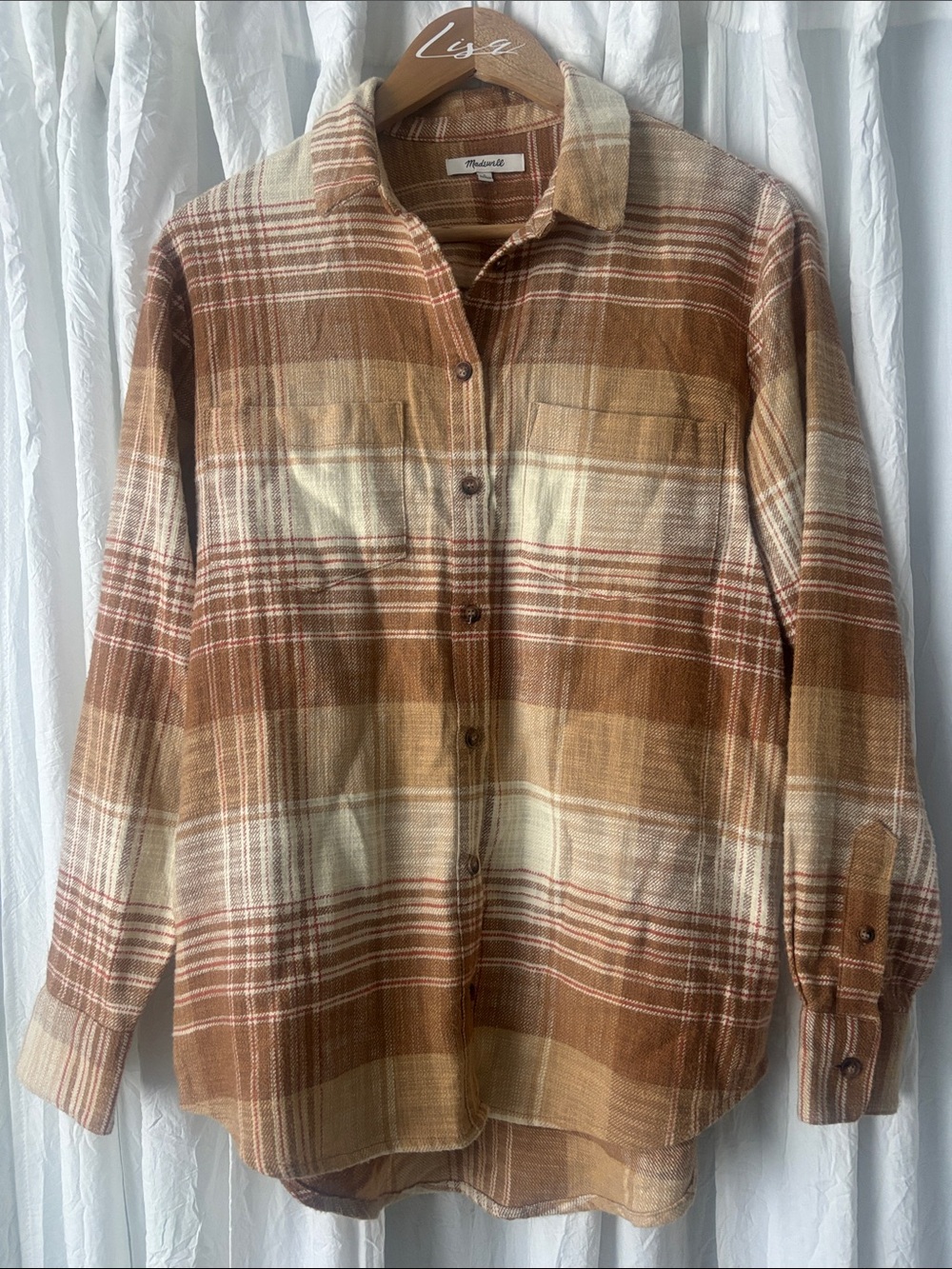 Madewell Brown and Cream Plaid Button-Down Shirt